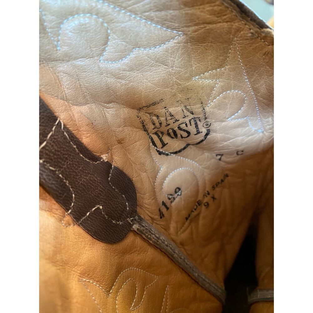 Womens Embroidered Dan Post Boots Size 7 Cowboy Western Gray Leather snip toe - Picture 3 of 8
